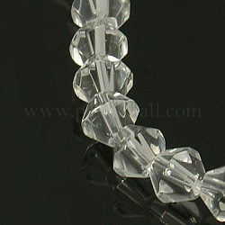 Metà-fatti a mano perle di vetro trasparente fili, bicono, chiaro, 6mm, Foro: 1 mm, circa 46pcs/filo, 10.63 pollice