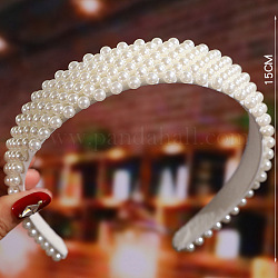 Bandas anchas para el cabello con perlas, Cintas para el pelo de novia, accesorios para el cabello de boda para mujeres y niñas, blanco, 150mm
