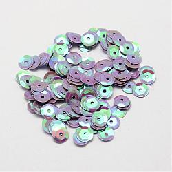 Perles de paillette en plastique, perles de paillettes semi-calottes, le trou central, lilas, 5x0.5mm, Trou: 1mm