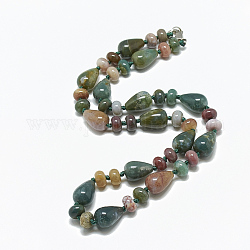 Natural Indian Agate Beaded Necklaces, with Alloy Lobster Clasps, Teardrop, 18.1 inch~18.5 inch(46~47cm)