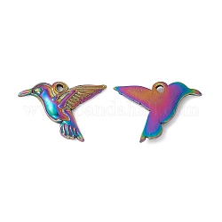 イオンメッキ304ステンレス鋼ペンダント  鳥のチャーム  虹色  18x26x3mm  穴：1.6mm