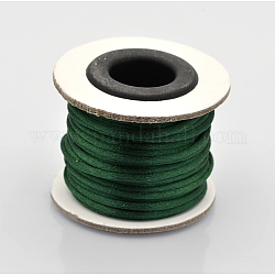 Cola de rata macrame nudo chino haciendo cuerdas redondas hilos de nylon trenzado hilos, Cordón de raso, verde oscuro, 2mm, alrededor de 10.93 yarda (10 m) / rollo
