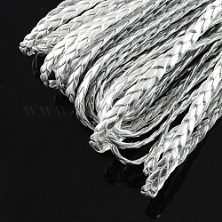 Imitación de cuero trenzado de cuerdas metálicas, fornituras pulsera espiga, plata, 5x2mm, alrededor de 109.36 yarda (100 m) / paquete