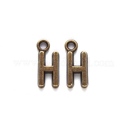 Tibetan Style Alloy Pendants, Cadmium Free & Nickel Free & Lead Free, Letter H, H: 16x6.5x2mm, Hole: 2mm, about 1280pcs/1000g