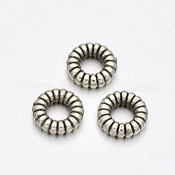 Donut Tibetan Style Alloy Spacer Beads, Antique Silver, 6x1.2mm, Hole: 3mm