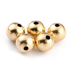 Brass Beads, Long-Lasting Plated, Round, Real 24K Gold Plated, 8mm, Hole: 1.8mm