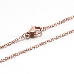 304 из нержавеющей стали кабель цепи ожерелья, с застежкой омар коготь, розовое золото , 17.7 дюйм (45 см), Перейти кольцо: 4x0.5 мм