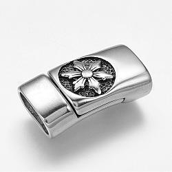 304 Magnetverschluss aus Edelstahl mit Klebeenden, Rechteck mit schneeflocke, Antik Silber Farbe, 29.5x16x8.5 mm, Bohrung: 7x13 mm