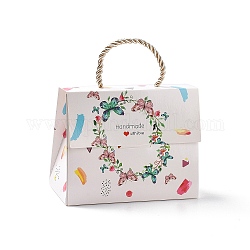 Cajas de regalo de papel rectangulares con asa de cuerda, para envolver regalos, patrón de mariposa, 14x7x10.5 cm