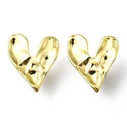 Rack Plating Brass Heart Stud Earrings, Lead Free & Cadmium Free, Real 18K Gold Plated, 25x22.5mm, Pin: 0.7mm