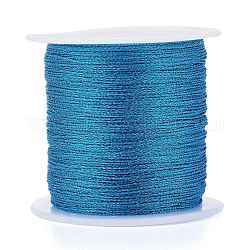 Polyester Braided Metallic Thread, for DIY Braided Bracelets Making and Embroidery, Dodger Blue, 0.4mm, 6-Ply, about 54.68 yards(50m)/roll