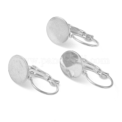 304 Stainless Steel Leverback Earring Findings, with Flat Round Setting for Cabochon, Stainless Steel Color, 20.5x10x11mm, Pin: 0.8mm, Tray: 10mm