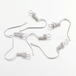 Crochets de boucles d'oreilles en fer, fil d'oreille, avec boucle horizontale, couleur d'argent, 19~21x18~20mm, pin: 0.65 mm, 22 jauge