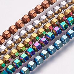 Electroplate Non-magnetic Hematite Beads Strands, Synthetic, Mixed Color, 5.5x5x5mm, Hole: 1.5mm, about 71~72pcs/strand, 15.9  inch~16.1 inch(40.5~41cm)