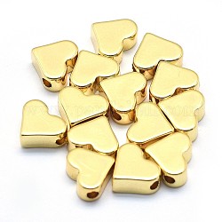 Perline in ottone, cadmio & nichel &piombo libero, cuore, vero placcato oro 18k, 6x7x3mm, Foro: 1.2 mm