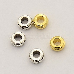 Perles intercalaires en alliage rondelle, couleur mixte, 4x2mm, Trou: 1mm