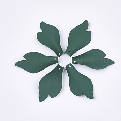 Sprühlackierte umweltfreundliche Eisenanhänger, Blütenblatt, grün, 32.5x17x4 mm, Bohrung: 0.8 mm