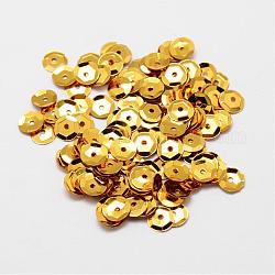 Abalorios de plástico paillette, abalorios lentejuelas semi-ahuecadas, orificio central, oro, 6~7x0.5mm, agujero: 1 mm