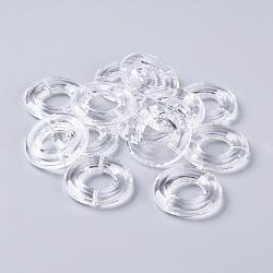 Transparent Ring Acrylic Beads, Faceted, Clear, about 35mm in diameter, 7mm thick, hole: 2mm, about 111pcs/500g