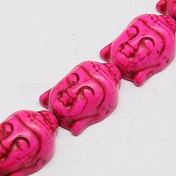 Синтетических нитей бирюзовые бусы, окрашенные, Будда, темно-розовыми, 29x20x13 мм, отверстие : 1 мм, Около 90 шт / 1000 г