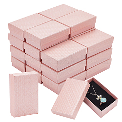 Прямоугольная картонная подарочная коробка, с губкой внутри, подарочный футляр с ромбовидной текстурой, розовые, 8.4x5.35x2.9 см, Внутренний диаметр: 7.75x4.8 cm