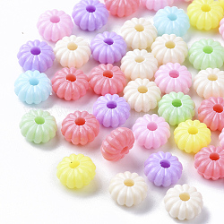 Perles ondulées en plastique polystyrène opaque, citrouille, couleur mixte, 8.5x4.5mm, Trou: 2mm, environ 250 pcs/50 g