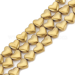 Chapelets de perles en hématite synthétique sans magnétiques, cœur, plaqué or, 6x5.5x3mm, Trou: 1mm, Environ 70 pcs/chapelet, 15.7 pouce