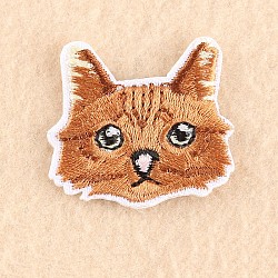 機械刺繍布地手縫い/アイロンワッペン  マスクと衣装のアクセサリー  アップリケ  猫  チョコレート  3.5x3.7cm