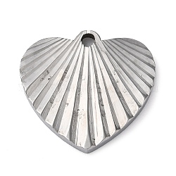 304 Stainless Steel Pendants, Heart Charm, Stainless Steel Color, 17x18x2mm, Hole: 1.6mm