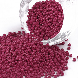 11/0 Grade A Round Glass Seed Beads, Baking Paint, Cerise, 2.3x1.5mm, Hole: 1mm, about 48500pcs/pound