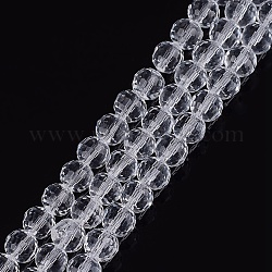 Transparent Glass Bead Strands, Faceted, Round, Clear, 6mm, Hole: 1mm, about 72pcs/strand, 15 inch