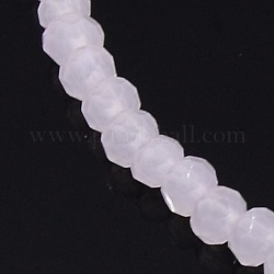 Imitation Jade Glass Faceted Rondelle Beads Strands, Pink, 3x2mm, Hole: 1mm, about 198pcs/strand, 15.7inch