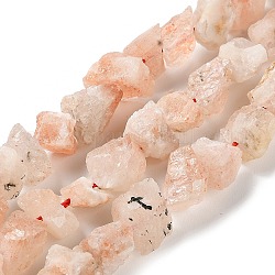 Brins de perles de quartz synthétiques brutes et brutes à la fraise, pépites, 4~11x4.5~14.5x4.5~14.5mm, Trou: 0.8mm, Environ 41~43 pcs/chapelet, 15.35~15.94'' (39~40.5 cm)