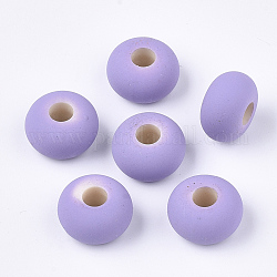 Rubberized Style Acrylic European Beads, Large Hole Beads, Rondelle, Lilac, 16x9mm, Hole: 5mm, about 330pcs/500g