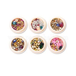 Rhinestone & Alloy Cabochons, with Glass and Plastic and Resin and Gemstones Chips, Nail Art Decoration Accessories for Women, Mixed Color, 6boxs/set