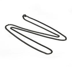 Collares de 304 acero inoxidable, frenar collares de cadena, con cierre de langosta, facetados, electroforesis negro, 29.5 pulgada (74.9 cm), 3mm