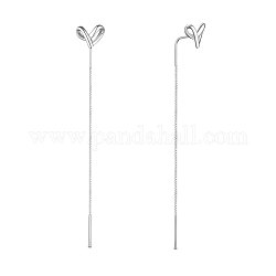 Shegrace attraenti orecchini con filo in argento sterling placcato rodio, cuore nodo, platino, 925mm
