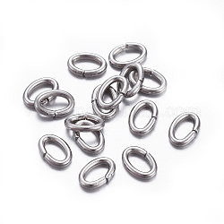 304 Edelstahl offenen Ringe springen, Oval, Edelstahl Farbe, 18 Gauge, 6x4x1 mm, Innendurchmesser: 2x4 mm
