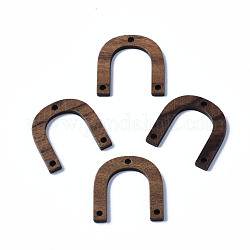 Enlaces de componentes de araña de madera de nogal, letra u, saddle brown, 24.5x25x3mm, agujero: 2 mm