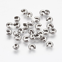 304 acero inoxidable perlas de engarce de cubre, color acero inoxidable, 4.5mm, agujero: 2 mm