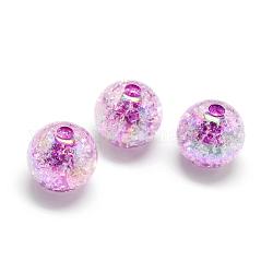 Bolas de acrílico estilo crackle, color de ab, color en el interior, redondo, púrpura, 16mm, agujero: 4 mm, aproximamente 215 unidades / 478 g
