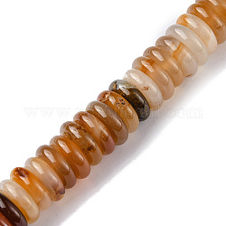 Natural Red Agate Beads Strands, Heishi Beads, Dyed & Heated, Disc, 12x3.5~4mm, Hole: 1.4mm, about 51pcs/strand, 7.48~8.19 inch(19~20.8cm)