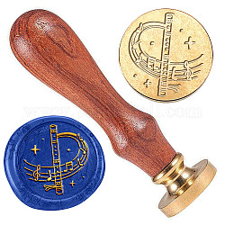Siegellack-Stempelkopf aus vergoldetem Messing, mit Holzgriff, für Umschlageinladungen, Geschenkkarten, Musikinstrumente, 83x22 mm, Kopf: 7.5 mm, Briefmarken: 25x14.5 mm