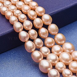 Brins de perles graduées en perles d'eau douce de culture naturelle, grade AAA, pomme de terre, bisque, 5~11.5x4~9mm, Trou: 0.5mm, Environ 61~62 pcs/chapelet, 15.94~16.14 pouce (40.5~41 cm)