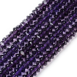 Brins de perles de verre transparent k9, facette, rondelle, violet, 6x3mm, Trou: 1.2mm, Environ 117 pcs/chapelet, 14.57 pouce (37 cm)
