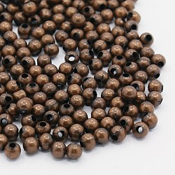 Brass Spacer Beads, Seamless, Round, Red Copper, 3mm, Hole: 1~1.2mm