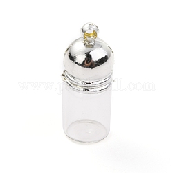 Anhänger Glasflasche, mit Kunststoffkappe, zu öffnende Parfümflasche, Mehrwegflaschen, Transparent, 29 mm, Bohrung: 2.5 mm