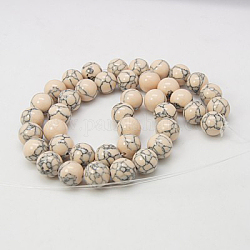 Kunsttürkisfarbenen Perlen Stränge, gefärbt, Runde, papayawhip, 6 mm, Bohrung: 1 mm, ca. 66 Stk. / Strang, 15.7 Zoll