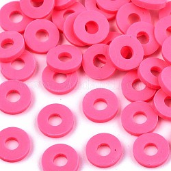 Handmade Polymer Clay Beads, for DIY Jewelry Crafts Supplies, Disc/Flat Round, Heishi Beads, Camellia, 4x1mm, Hole: 1mm, about 55000pcs/1000g