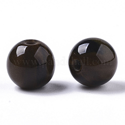 Abalorios de resina, de piedras preciosas de imitación, redondo, camello, 8mm, agujero: 1.6 mm